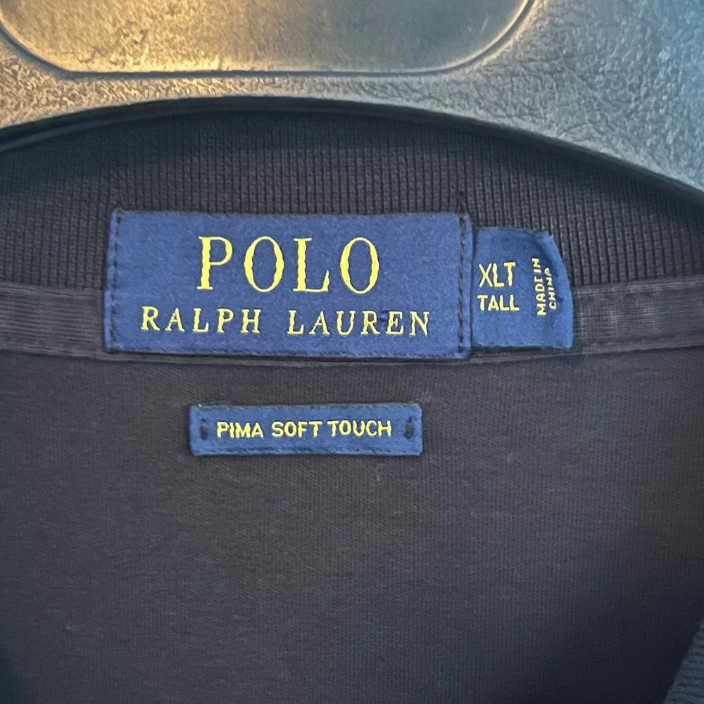 Polo Ralph Lauren Men XLT Tall Black Pima Soft Short Sleeve Polo Flesh Pony